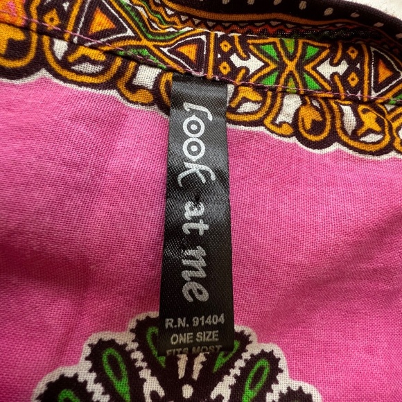 Look at Me Skirt Wrap 100% Cotton Maxi One Size India Pink Green Ties Ethnic - Picture 5 of 6